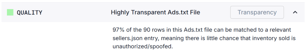 ads.txt Highly Transparent ads.txt File Quality Signal