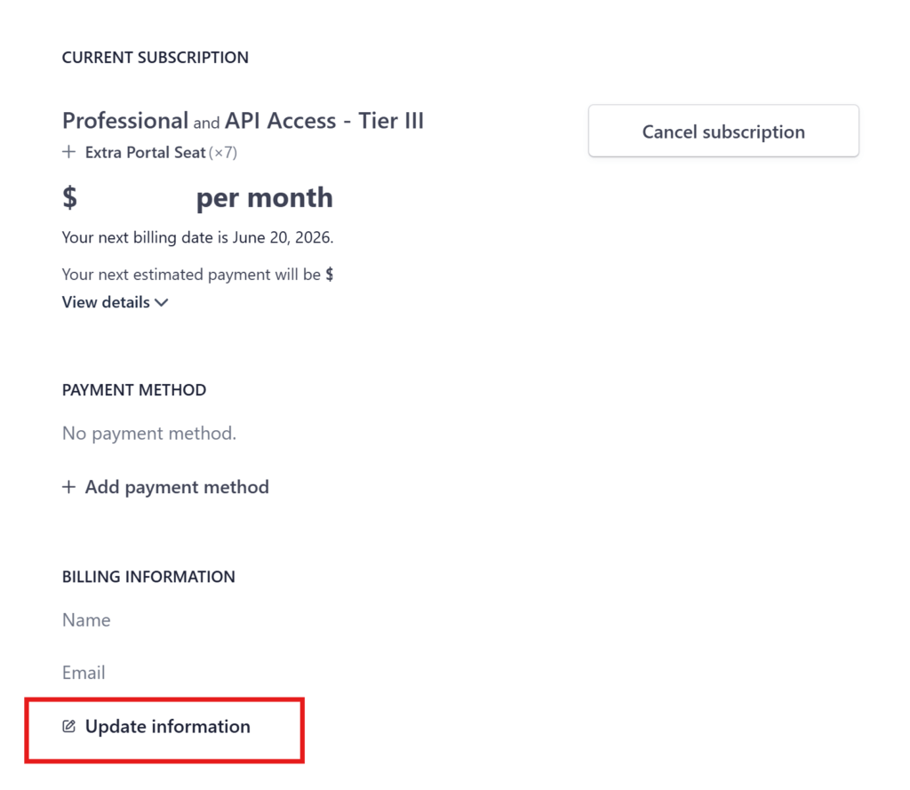 How to Update Billing Info